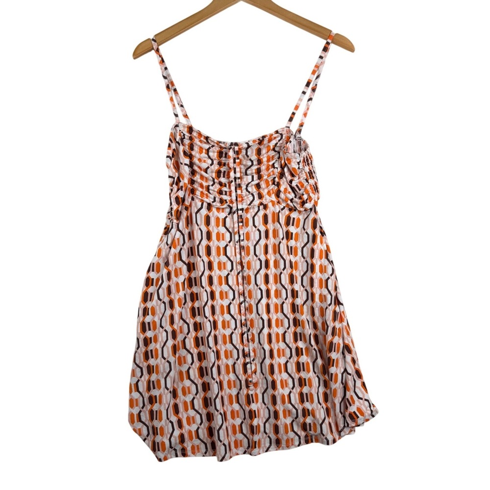 Aster Geometric Abstract Print Halter Dress size Large Orange/Cream